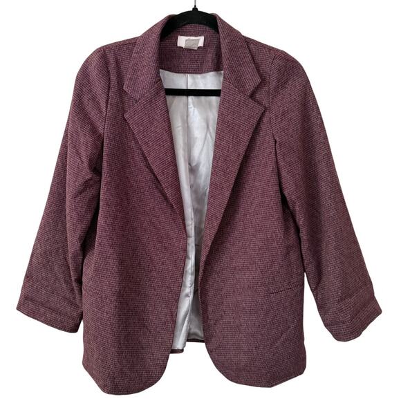 Aqua Purple Lined Twill Weave Open Front Collared Pocket Office/Work Blazer-XL - Picture 1 of 4